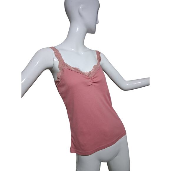 Y2K Cato Womens sz Medium Lace Romantic Grunge Coquette Dainty Ribbed Tank Top - Picture 3 of 14